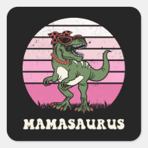 Mamasaurus Grappige Dinosaurus op Roze Kleuren Zon