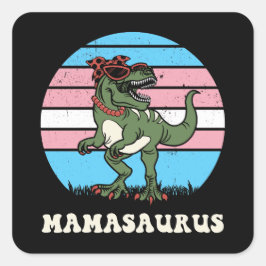 Mamasaurus Grappige Dinosaurus op Trans Flag Zonso Vierkante Sticker