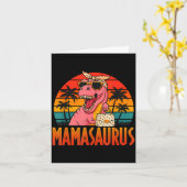 Mamasaurus grappige t rex dinosaurus moederdag  kaart (Gele Bloem)