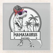 Mamasaurus Ma T rex Dino Funny Custom Name Glazen Onderzetter (Voorkant)