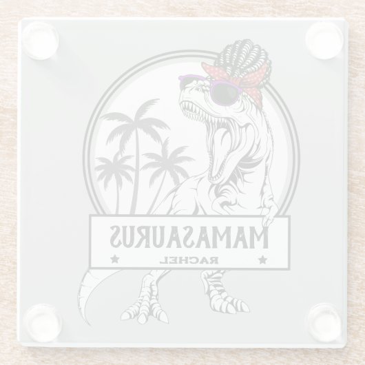 Mamasaurus Ma T rex Dino Funny Custom Name Glazen Onderzetter (Achterkant)