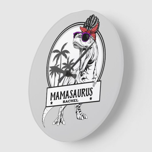 Mamasaurus Ma T rex Dino Funny Custom Name Grote Klok (Hoek)