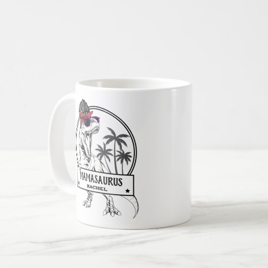 Mamasaurus Ma T rex Dino Funny Custom Name Koffiemok (Voorkant links)