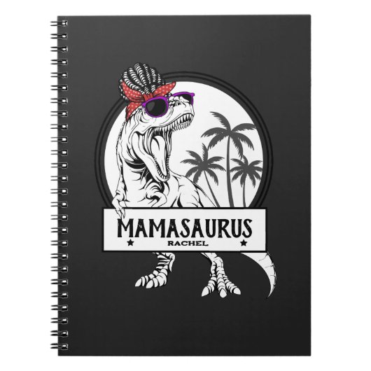 Mamasaurus Ma T rex Dino Funny Custom Name Notitieboek (Voorkant)