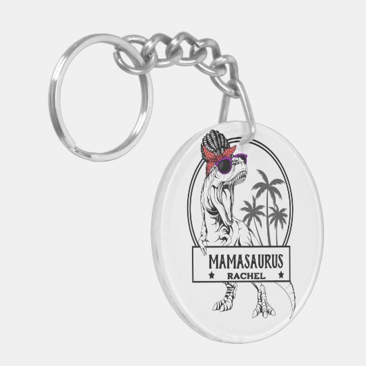 Mamasaurus Ma T rex Dino Funny Custom Name Sleutelhanger (Voorkant Links)