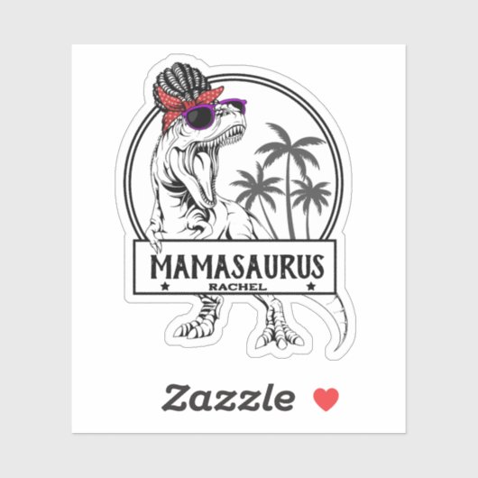 Mamasaurus Ma T rex Dino Funny Custom Name Sticker (Vel)
