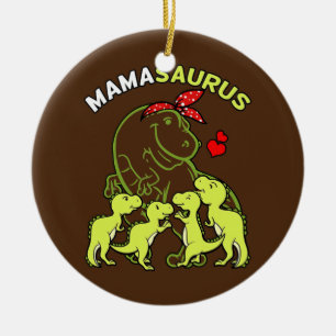 Mamasaurus mama van 4 Kinder mam Dinosaur Baby Keramisch Ornament