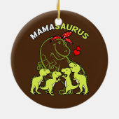 Mamasaurus mama van 4 Kinder mam Dinosaur Baby Keramisch Ornament (Achterkant)