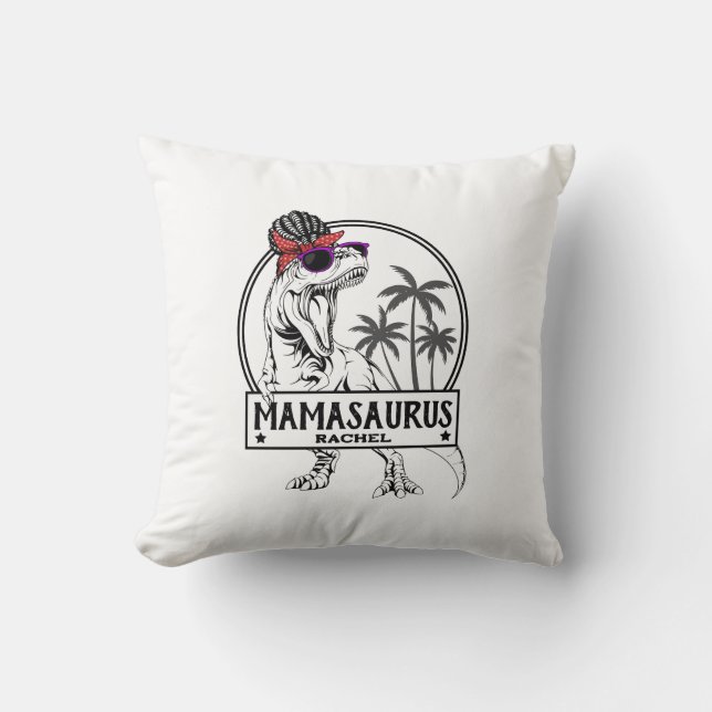 Mamasaurus Moeder T rex Dino Grappige Aangepaste N Kussen (Voorkant)