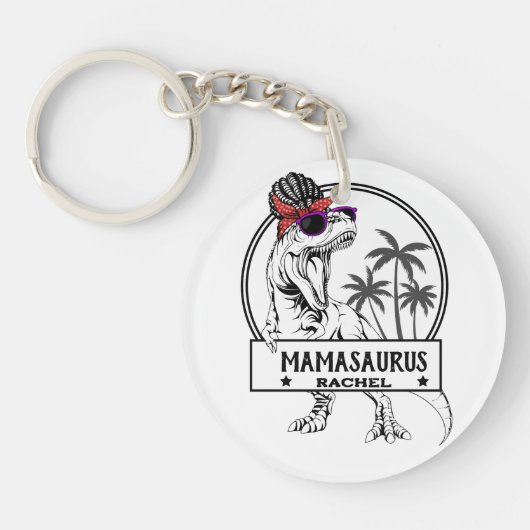 Mamasaurus Moeder T rex Dino Grappige Aangepaste N Sleutelhanger (Voorkant)