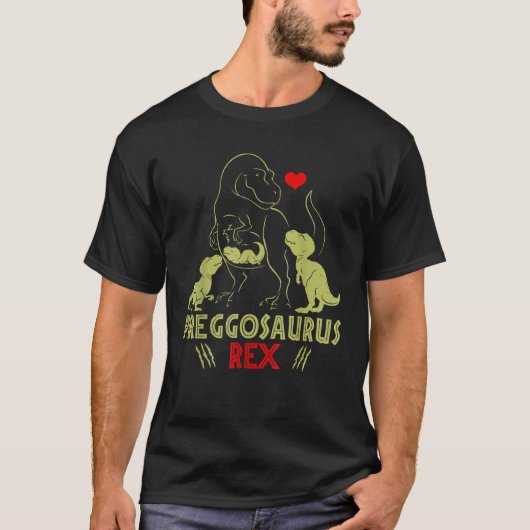 Mamasaurus Pregosaurus Rex Funny Zwangerschap heef T-shirt (Voorkant)