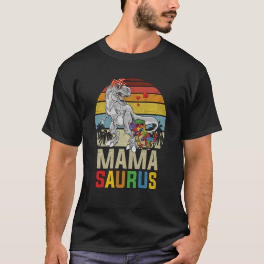 Mamasaurus Rex Dinosaur Mama Saurus Autism Awarene T-shirt (Voorkant)