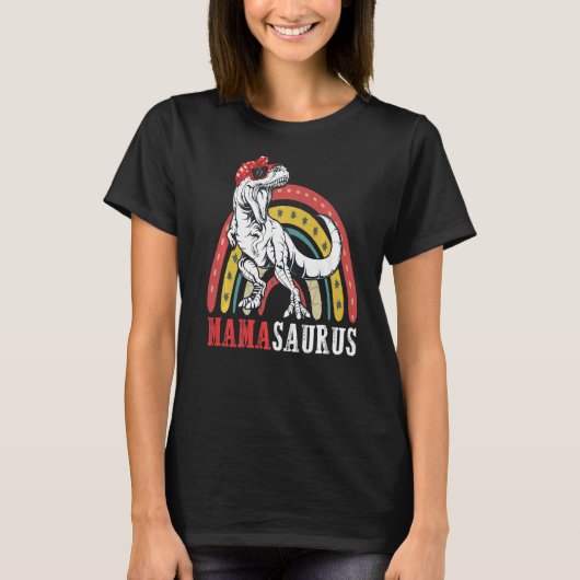 Mamasaurus Rex Dinosaur Rainbow Mama Saurus Mothe T-shirt (Voorkant)
