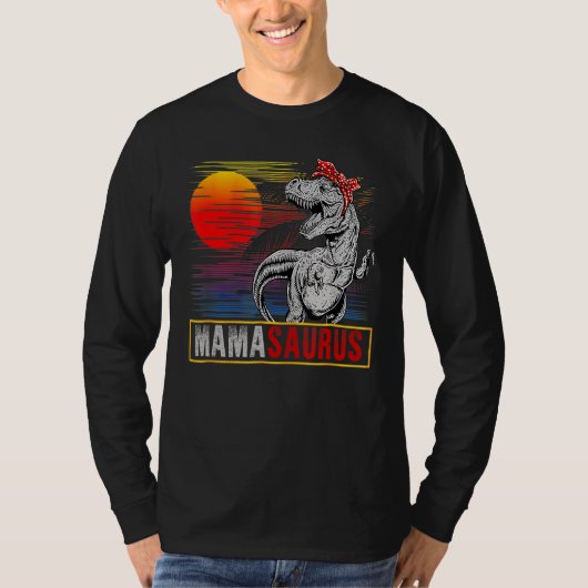 Mamasaurus Rex Dinosaur Retro Sunset Moederdag T-shirt (Voorkant)