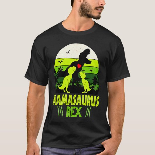 Mamasaurus Rex I Two Kids Mom and Dinosaur Mom T-shirt (Voorkant)