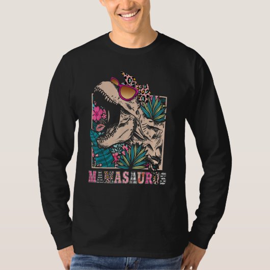 Mamasaurus Rex Mom Dinosaur Leopard Flower Rex Mam T-shirt (Voorkant)