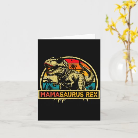 Mamasaurus Rex Trex Dinosaur Mama Saurus Rex Famil Kaart (Gele Bloem)