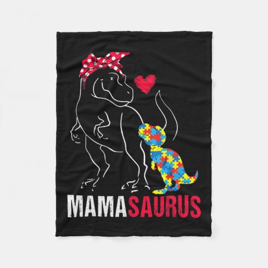 Mamasaurus T Rex Dinosaur Mama Saurus Autism Aware Fleece Deken (Voorkant)
