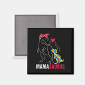 Mamasaurus T Rex Dinosaur Mama Saurus Autism Aware Magneet (Voorkant / Achterkant)