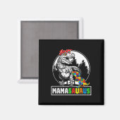 Mamasaurus T Rex Dinosaur Mama Saurus Autism Aware Magneet (Voorkant / Achterkant)