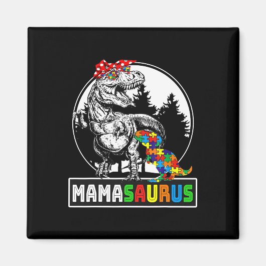 Mamasaurus T Rex Dinosaur Mama Saurus Autism Aware Magneet (Voorkant)