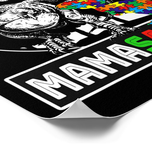 Mamasaurus T Rex Dinosaur Mama Saurus Autism Aware Poster (Hoek)