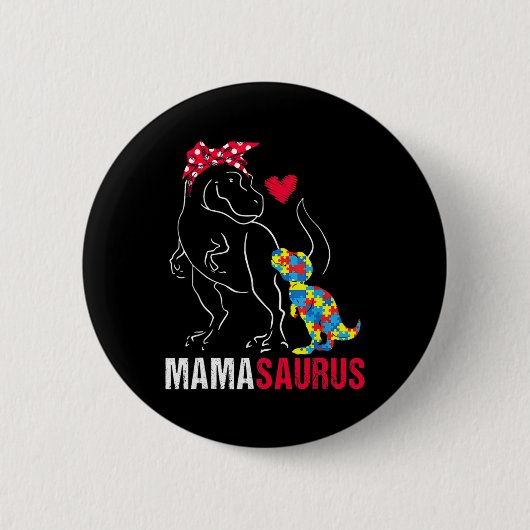 Mamasaurus T Rex Dinosaur Mama Saurus Autism Aware Ronde Button 5,7 Cm (Voorkant)