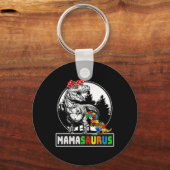 Mamasaurus T Rex Dinosaur Mama Saurus Autism Aware Sleutelhanger (Voorkant)