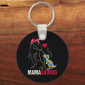 Mamasaurus T Rex Dinosaur Mama Saurus Autism Aware Sleutelhanger (Voorkant)