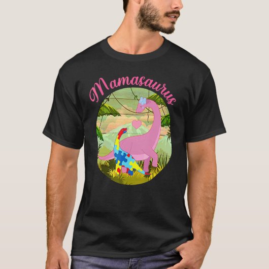 Mamasaurus T Rex Dinosaur Mama Saurus Autism Aware T-shirt (Voorkant)
