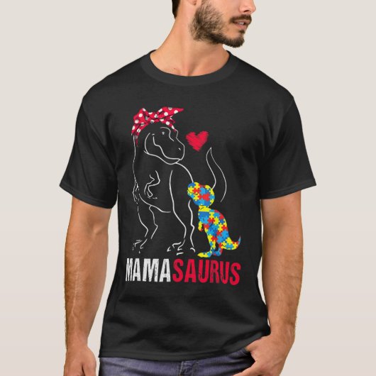 Mamasaurus T Rex Dinosaur Mama Saurus Autism Aware T-shirt (Voorkant)
