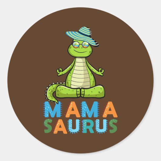 Mamasaurus Vacation Zen Yoga Dinosaur moeder Ronde Sticker (Voorkant)