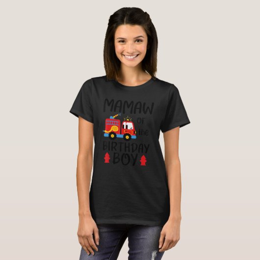 Mamaw Birthday Boy Fire Truck Toddler Firefighter T-shirt (Voorkant volledig)