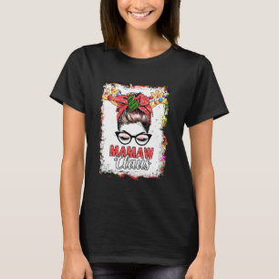 Mamaw Claus Messy Bun Wink Eye Kerstrendierster T-shirt