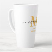 Mamaw Elegant Script Monogram Sunny Yellow Latte Mok (Linkerhoek)