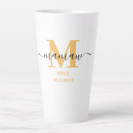 Mamaw Elegant Script Monogram Sunny Yellow Latte Mok