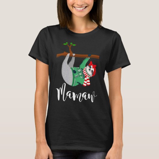 Mamaw Sloth Santa Hat-kerstfeest Pajama T-shirt (Voorkant)