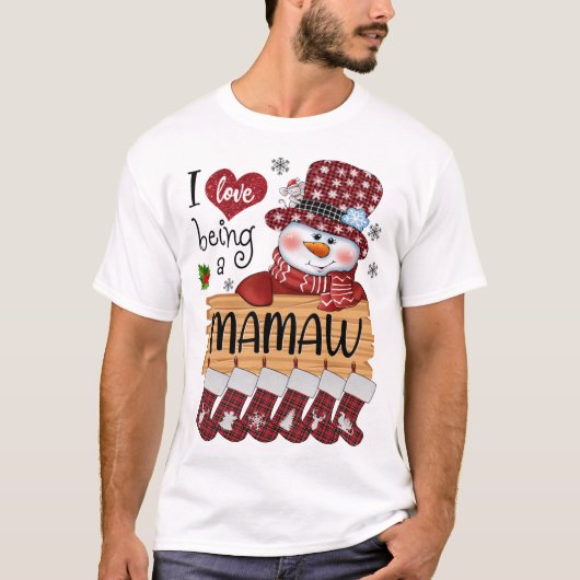 Mamaw Snowman Ik hou van een mamaw Kerstfeest grap T-shirt (Voorkant)
