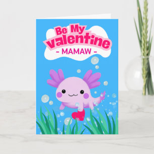 Mamaw Valentijn Schattige Axolotl met Hart Kaart
