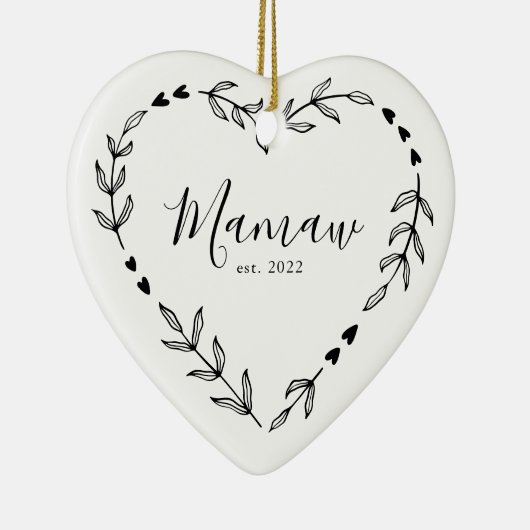 Mamaw Year Est. Kerstakeramische versiering Keramisch Ornament (Rechts)