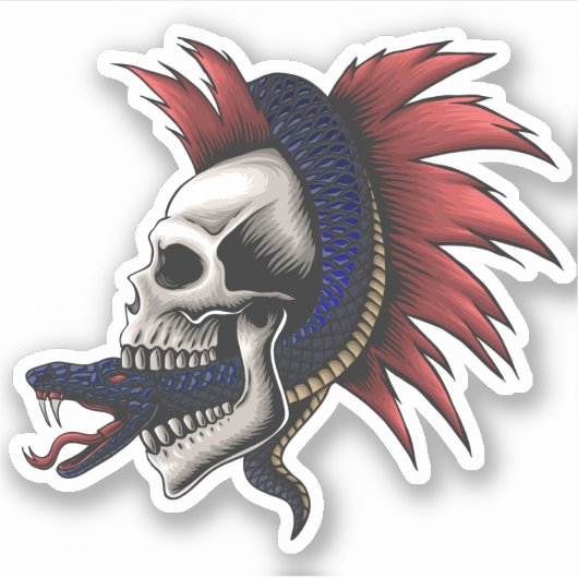 Mamba giftige slang schedel rode Mohawk Sticker (Voorkant)