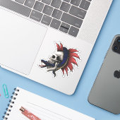 Mamba giftige slang schedel rode Mohawk Sticker (Laptop met iPhone)