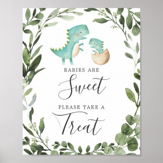 MamBaby Dinosaur Baby shower baby's zijn zoete geb Poster (Voorkant)