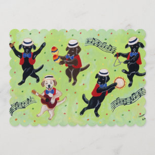 Mambo Labrador Musicians Painting Kaart