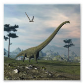 Mamenchisaurus dinosaur walk -3D rendering Foto Afdruk (Voorkant)