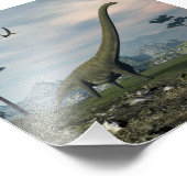 Mamenchisaurus dinosaur walk -3D rendering Foto Afdruk (Hoek)