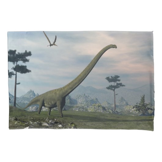 Mamenchisaurus dinosaur walk -3D rendering Kussensloop (Voorkant)