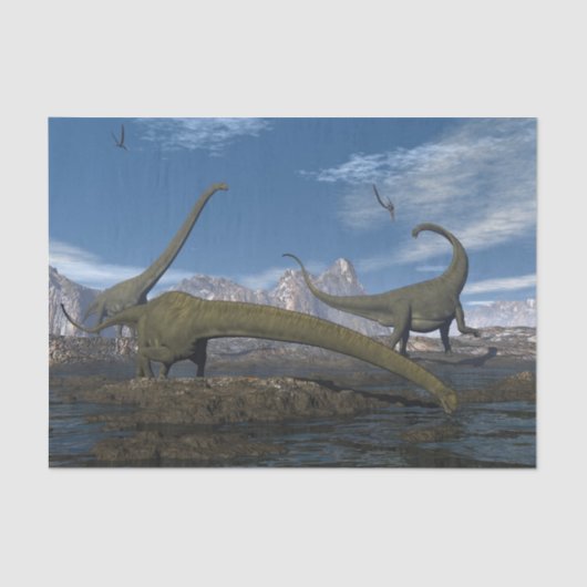 Mamenchisaurus dinosaurs kudde - 3D rendering Tissuepapier (Voorkant)