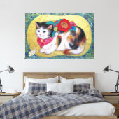 Mameneko: The Camellia Kitten Canvas Afdruk (Insitu (Slaapkamer))