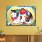 Mameneko: The Camellia Kitten Canvas Afdruk (Insitu (Woonkamer))